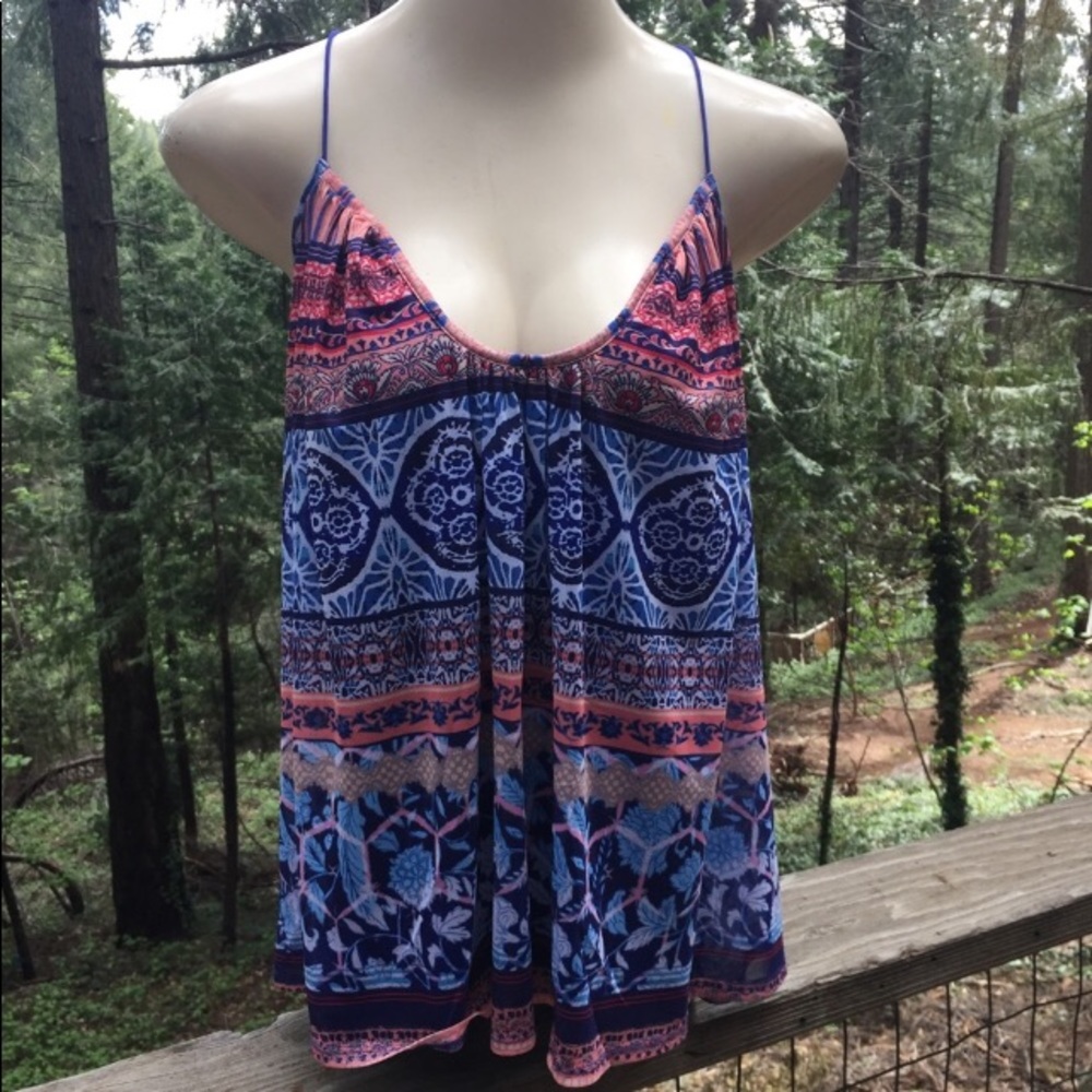 Bebe , silky mesh flowy peasant style camisole